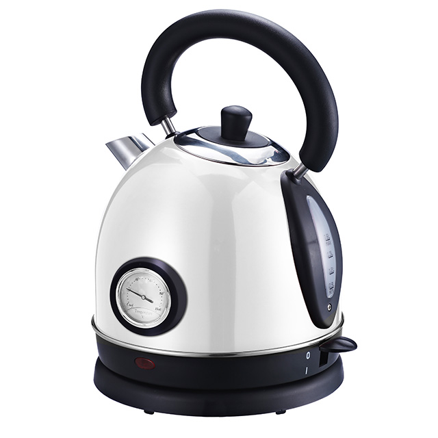 Electric Kettle 1.8L Retro Style Stainless Steel Water Kettle Cordless Electric Teapot with Temperature Gauge